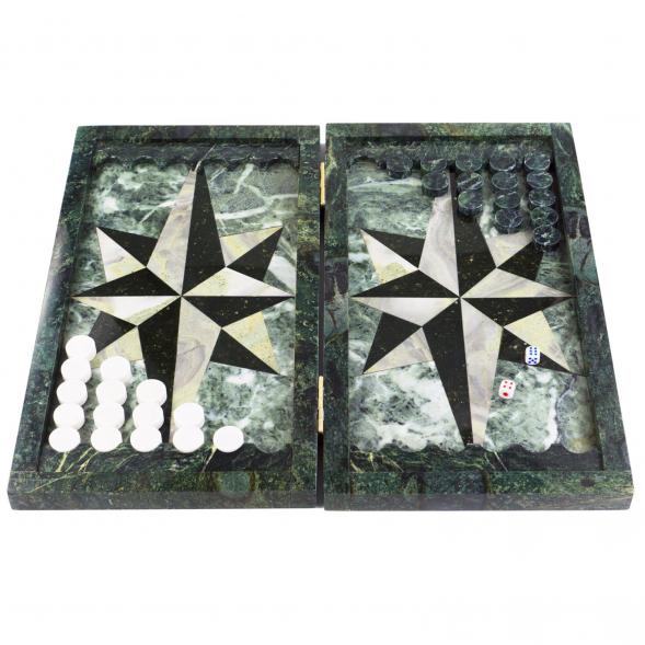 Настольные нарды &amp;quot;Звезда&amp;quot; офиокальцит / черный змеевик 120935