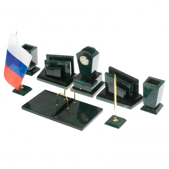 Настольный набор &amp;quot;Бюрократ&amp;quot; камень змеевик 121226