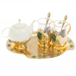 Набор чайный &amp;quot;Малахит&amp;quot; в подарочной коробке Златоуст