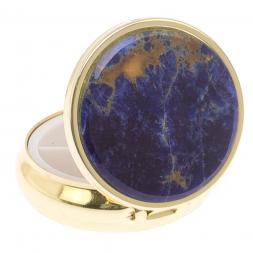 Таблетница на 3 отсека камень содалит цвет золото