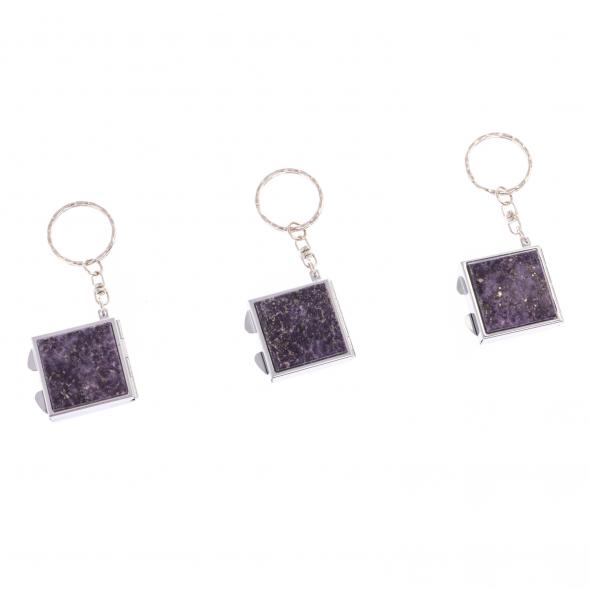 Складное зеркало брелок из сиреневого флюорита квадратное 126595