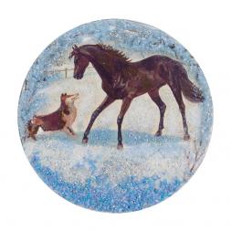 Магнит с рисунком &amp;quot;Конь с собакой&amp;quot; змеевик