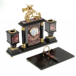 Настольный набор &amp;quot;Георгий Победоносец&amp;quot; из родонита