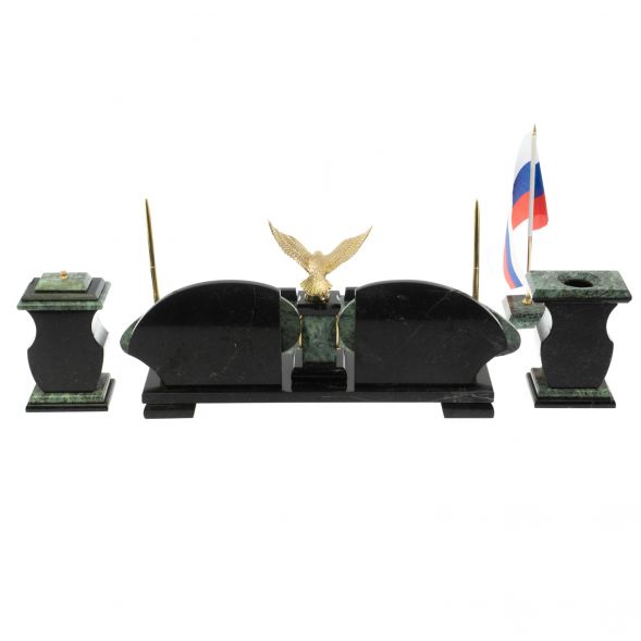 Настольный набор &amp;quot;Орел&amp;quot; из змеевика с бюваром 127993