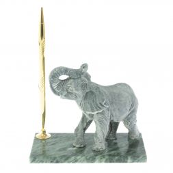 Статуэтка из мрамолита &amp;quot;Слон&amp;quot; на подставке из змеевика