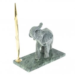 Статуэтка из мрамолита &amp;quot;Слон&amp;quot; на подставке из змеевика