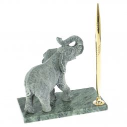 Статуэтка из мрамолита &amp;quot;Слон&amp;quot; на подставке из змеевика