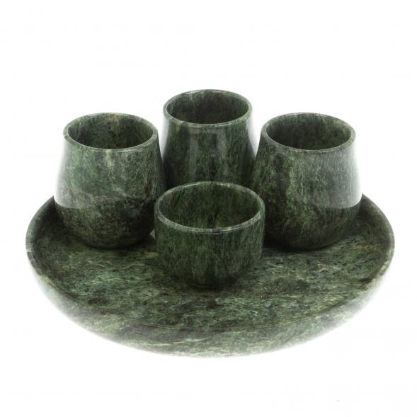 Коньячный набор на 3 персоны из змеевика 129410