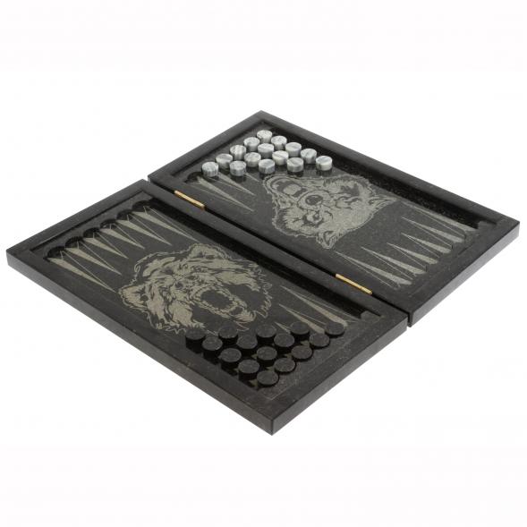 Каменные нарды &amp;quot;Волк и медведь&amp;quot; с гравировкой 129905