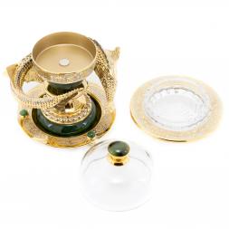 Икорница из нефрита "Осетр" в подарочной коробке Златоуст