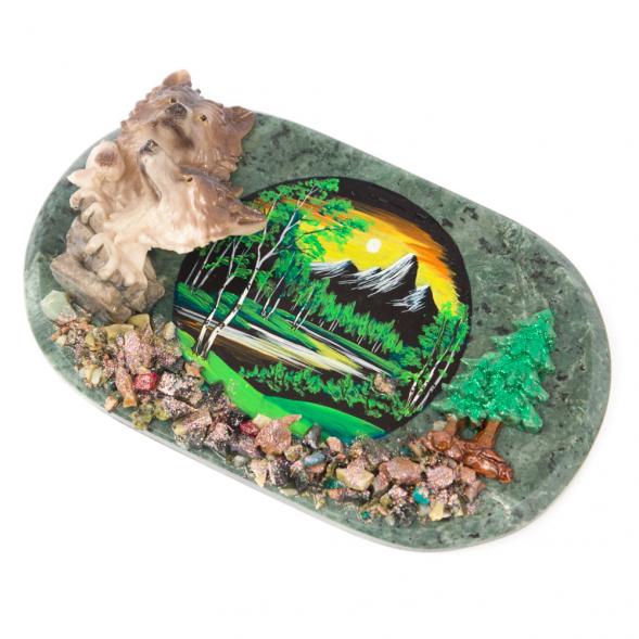 Панно настенное &amp;quot;Волки&amp;quot; змеевик 116563