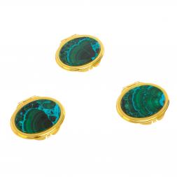 Зеркальце овальное из малахита с хризоколлой цвет золото