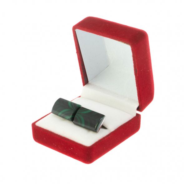 Запонки камень малахит прямоугольные малые 128841