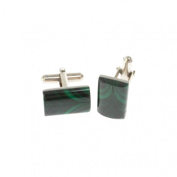 Запонки камень малахит прямоугольные малые 128841