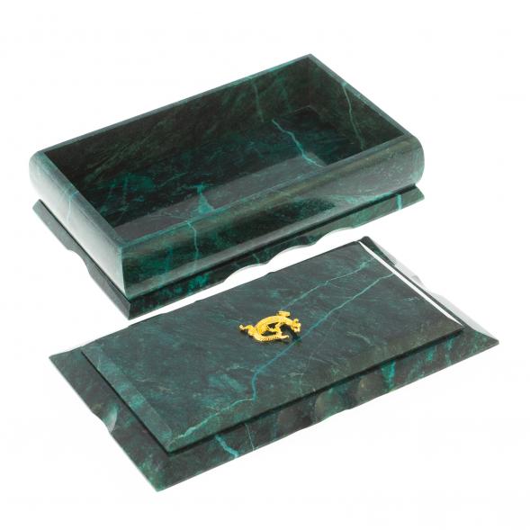 Каменная шкатулка из змеевика 21х13х7,5 см 122326