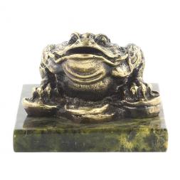 Статуэтка "Жаба на деньгах" бронза змеевик