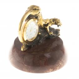 Часы из бронзы "Пантера" камень лемезит