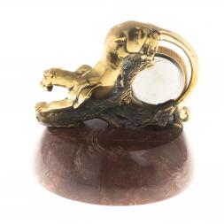 Часы из бронзы "Пантера" камень лемезит