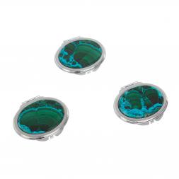 Зеркальце овальное из малахита с хризоколлой цвет серебро