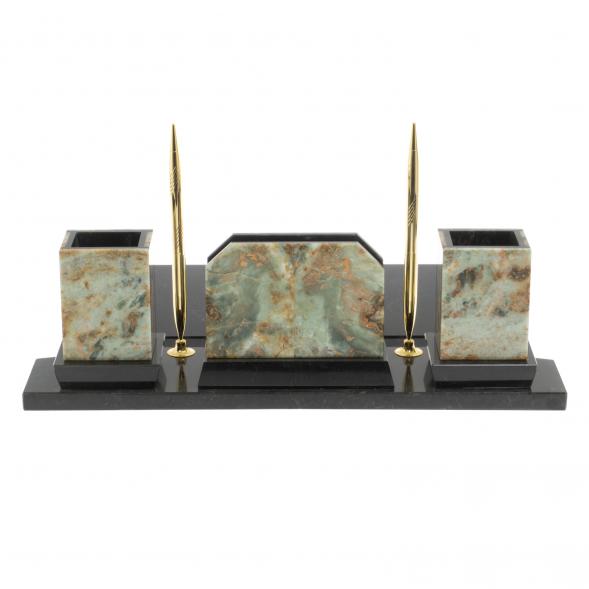 Настольный набор из натурального камня офиокальцит 127052