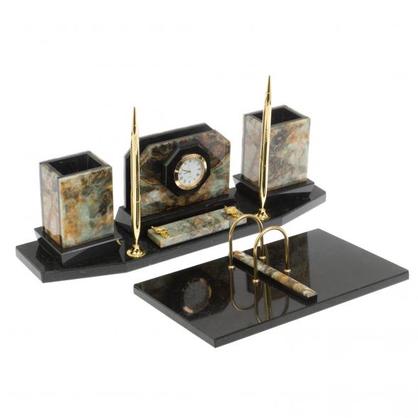 Настольный набор из натурального камня офиокальцит 127052