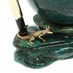Композиция "Ящерица на скале" с ручкой, шар 9,5 см