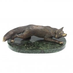 Бронзовая статуэтка &amp;quot;Лис крадется&amp;quot; змеевик