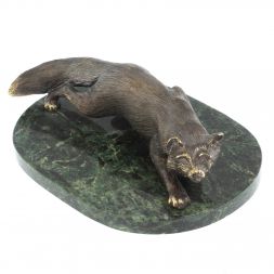 Бронзовая статуэтка &amp;quot;Лис крадется&amp;quot; змеевик