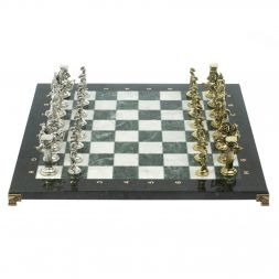 Шахматы &amp;quot;Римские воины&amp;quot; доска 44х44 см из мрамора и змеевика