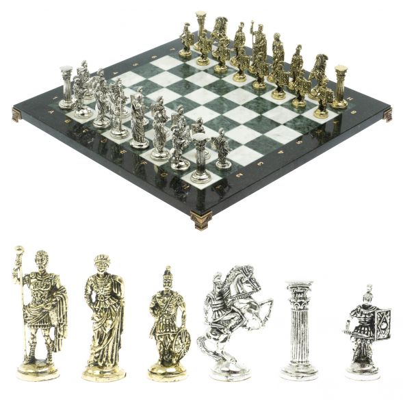 Шахматы &amp;quot;Римские воины&amp;quot; доска 44х44 см из мрамора и змеевика 128235