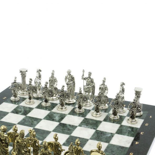 Шахматы &amp;quot;Римские воины&amp;quot; доска 44х44 см из мрамора и змеевика 128235