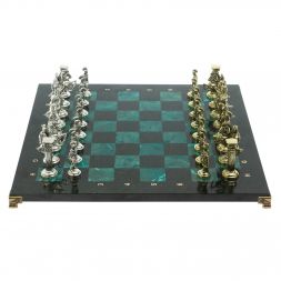 Шахматы &amp;quot;Римские воины&amp;quot; доска 44х44 см из змеевика