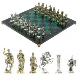 Шахматы &amp;quot;Римские воины&amp;quot; доска 44х44 см из змеевика