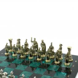 Шахматы &amp;quot;Римские воины&amp;quot; доска 44х44 см из змеевика