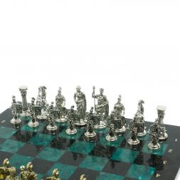 Шахматы &amp;quot;Римские воины&amp;quot; доска 44х44 см из змеевика