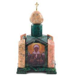 Шкатулка &amp;quot;Часовня&amp;quot; змеевик мрамор 14х14х24 см