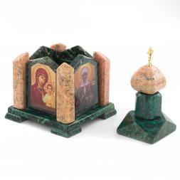 Шкатулка &amp;quot;Часовня&amp;quot; змеевик мрамор 14х14х24 см