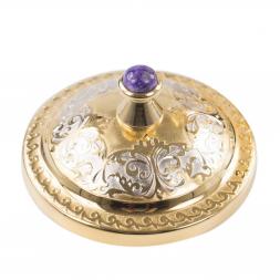 Икорница с рыбкой из бронзы "Стерлядка" камень чароит позолота Златоуст