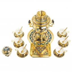 Самовар с сервизом на 6 персон &amp;quot;Лазуритовый&amp;quot; Златоуст