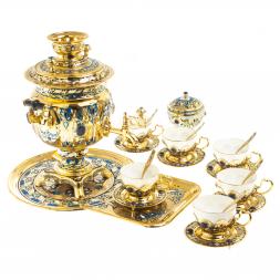 Самовар с сервизом на 6 персон &amp;quot;Лазуритовый&amp;quot; Златоуст