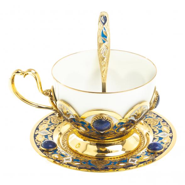 Самовар с сервизом на 6 персон &amp;quot;Лазуритовый&amp;quot; Златоуст 123369
