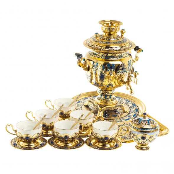 Самовар с сервизом на 6 персон &amp;quot;Лазуритовый&amp;quot; Златоуст 123369