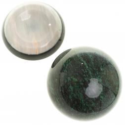 Шар "Антистресс" из темно-зеленого змеевика 9 см на подставке