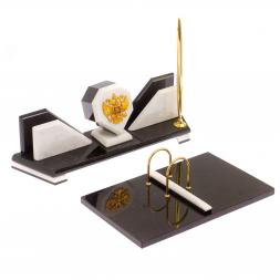 Настольный набор &amp;quot;Эталон&amp;quot; с гербом РФ мрамор