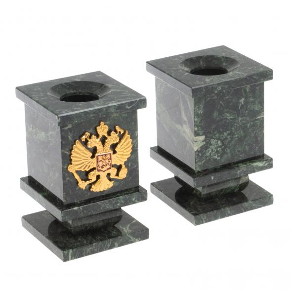 Канцелярский набор с гербом и флагом России камень змеевик 126898