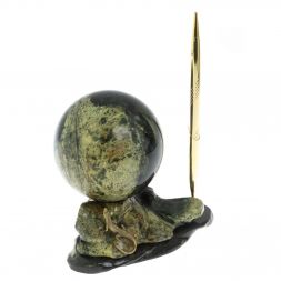 Композиция с шаром "Ящерица" с ручкой из змеевика