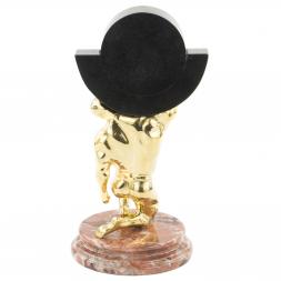 Декоративные часы из камня и бронзы "Атлант" креноид