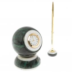 Настольные часы &amp;quot;Шар Антистресс&amp;quot; из змеевика 10 см с ручкой