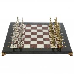 Шахматы подарочные &amp;quot;Великая Отечественная война&amp;quot; из лемезита и мрамора доска 40х40 см