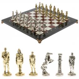 Шахматы подарочные &amp;quot;Великая Отечественная война&amp;quot; из лемезита и мрамора доска 40х40 см